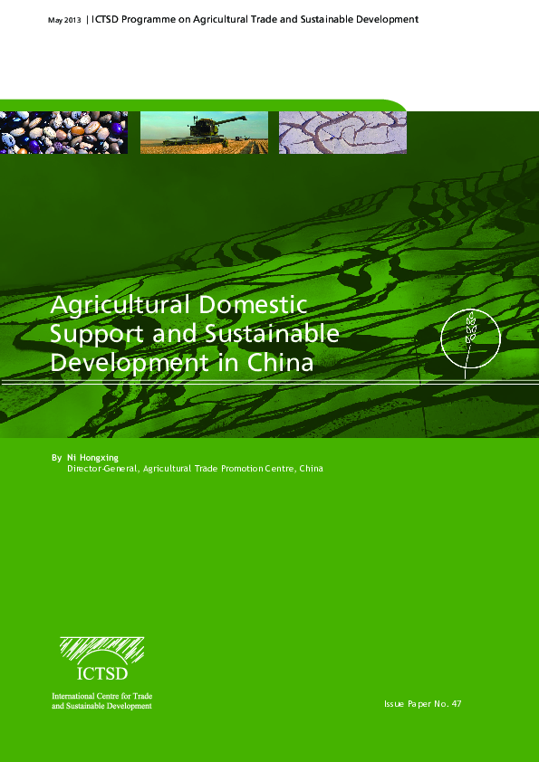 (PDF) Agricultural Domestic Support and Sustainable Development in China