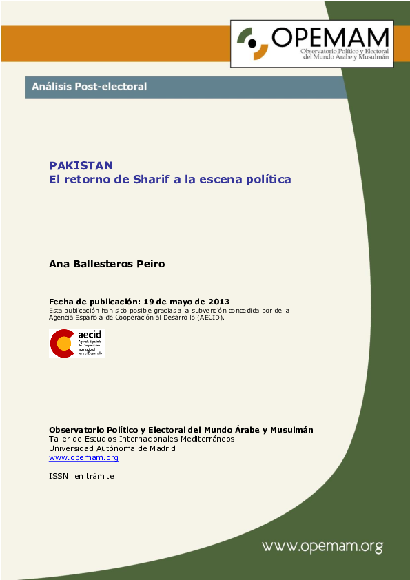 (PDF) Análisis post-electoral OPEMAM: El retorno de Nawaz Sharif a la ...
