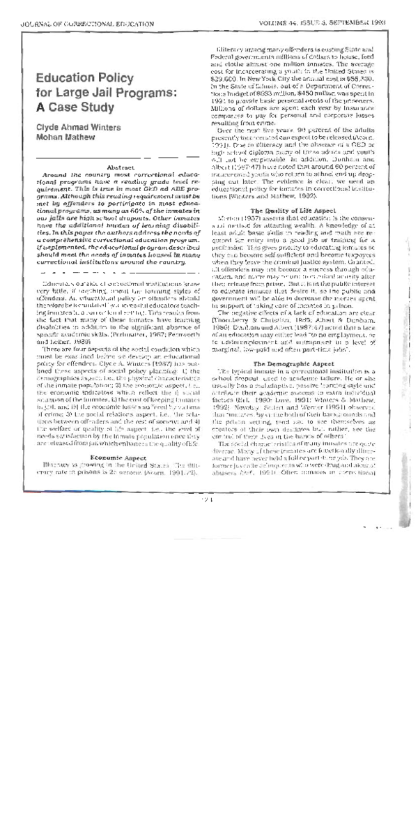 (PDF) Education Policy for Large Jail Programs: A Case Study.