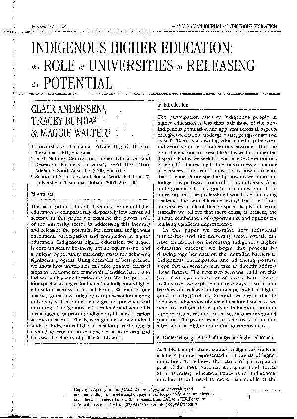 (PDF) Indigenous Higher Education: The Role of Universities in ...