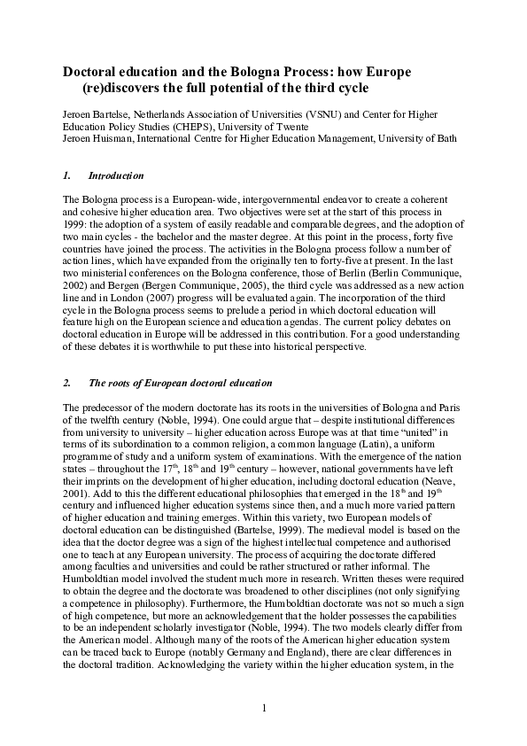 (DOC) The Bologna process Jeroen Huisman Academia.edu