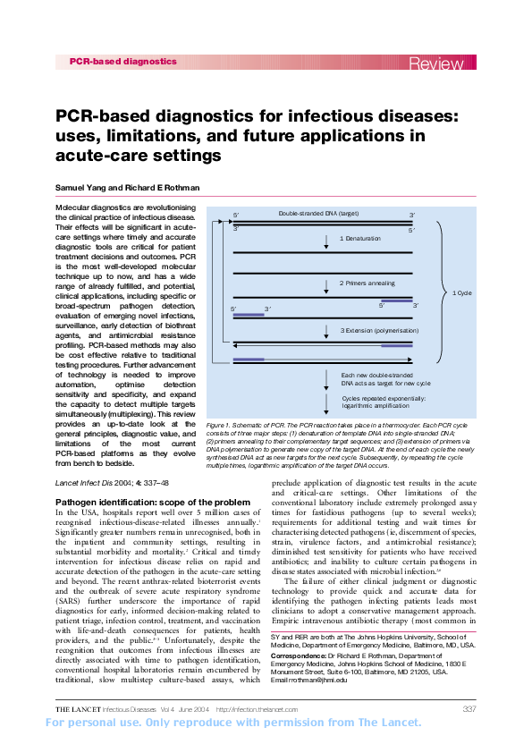 (PDF) PCR-based Diagnostic for Infectious Diseases