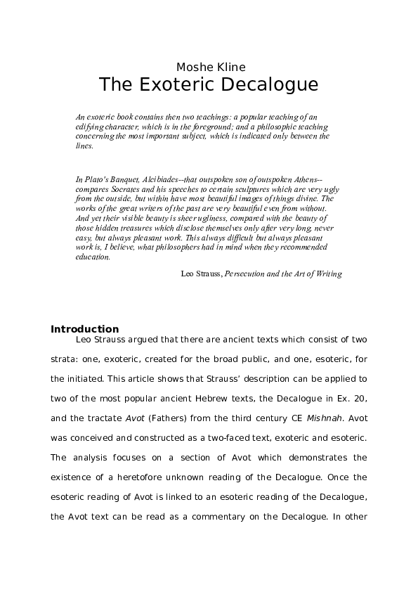 (DOC) The Exoteric Decalogue