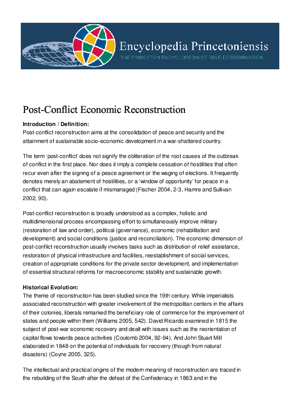 Economic reconstruction essay image