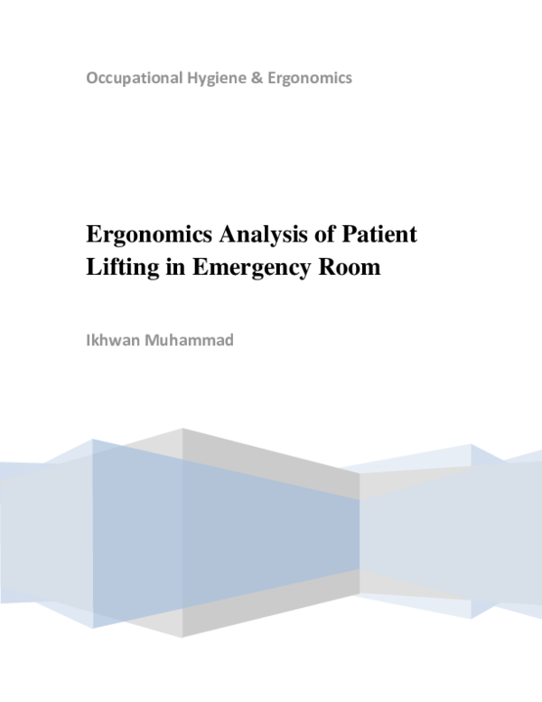 (PDF) Case Study Ergonomics Analysis of Patient Lifting in Emergency