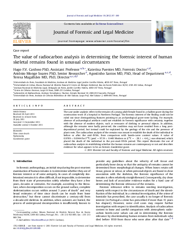 (PDF) The value of radiocarbon analysis in determining the forensic ...