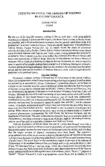 (PDF) Codices on Stone: Genesis of Writing in Ancient Oaxaca