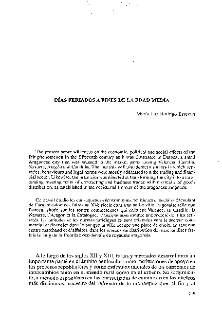Días feriados a fines de la Edad Media