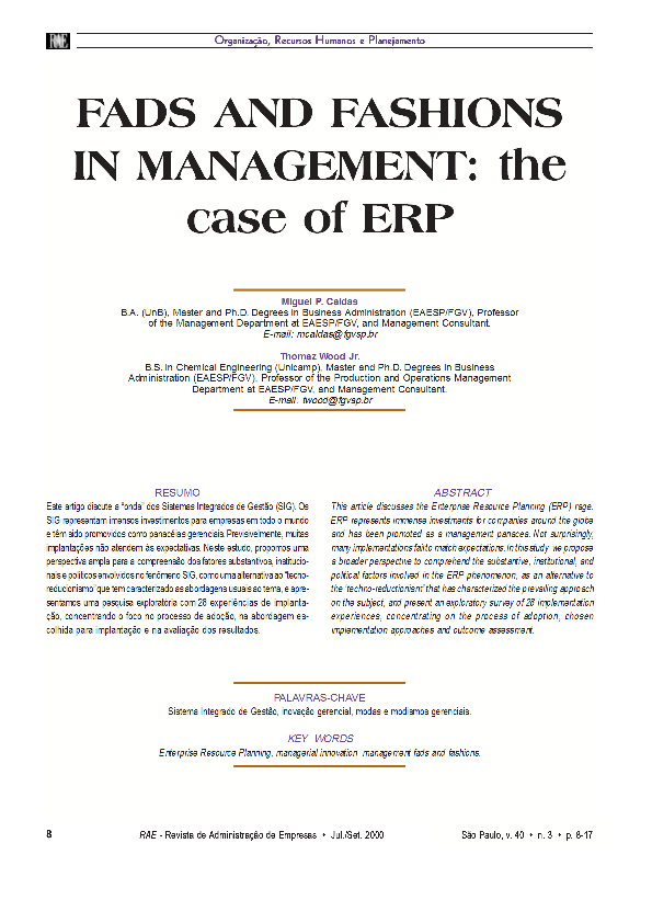 Fads and Fashions in Management: the Case of ERP