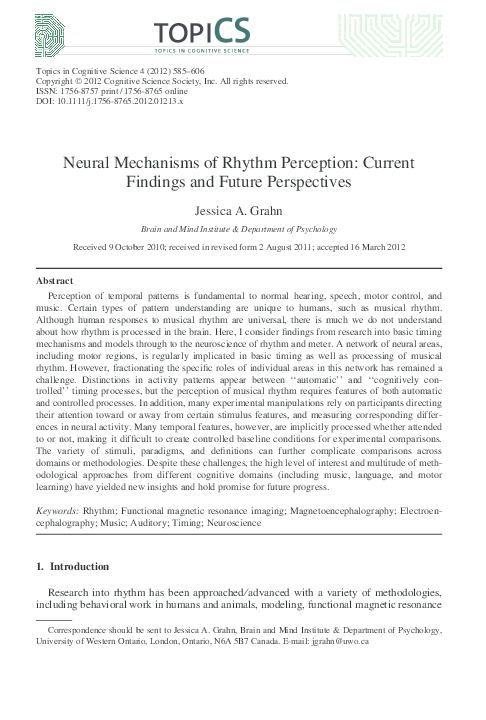 (PDF) Neural mechanisms of rhythm perception: Current findings and ...