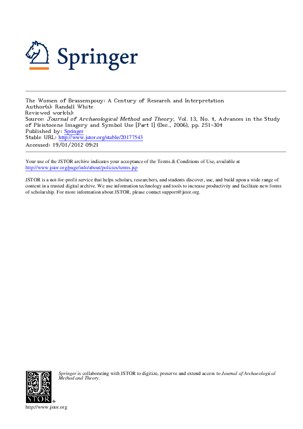 Pdf The Women Of Brassempouy A Century Of Research And Interpretation Randall White Academia Edu