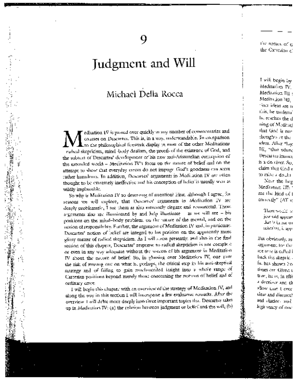 (PDF) Judgment and Will [in Descartes]