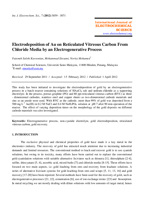 (PDF) Electrodeposition of Au on Reticulated Vitreous Carbon ...