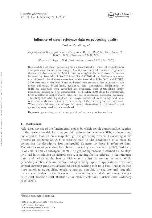 Influence of street reference data on geocoding quality