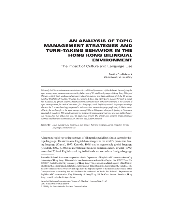 (PDF) An Analysis of Topic Management Strategies and Turn-Taking ...