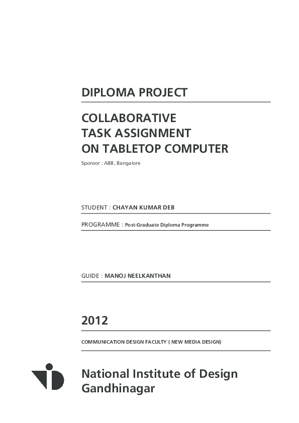 (PDF) Task Assignment on Tabletop Computer