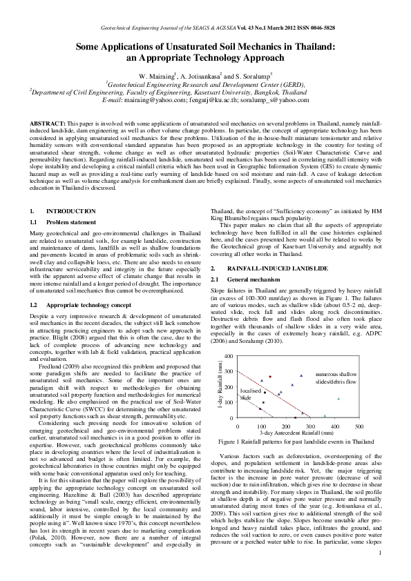 (PDF) Some Applications of Unsaturated Soil Mechanics in Thailand: an ...