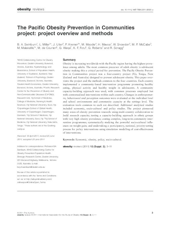 (PDF) The Pacific Obesity Prevention in Communities project: project ...