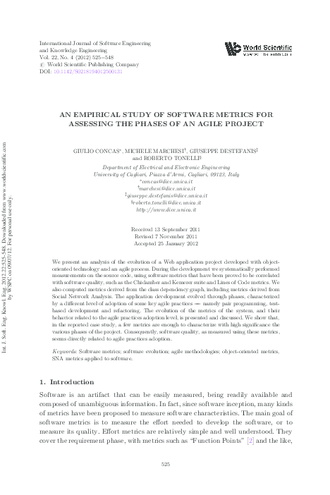 (PDF) AN EMPIRICAL STUDY OF SOFTWARE METRICS FOR ASSESSING THE PHASES ...
