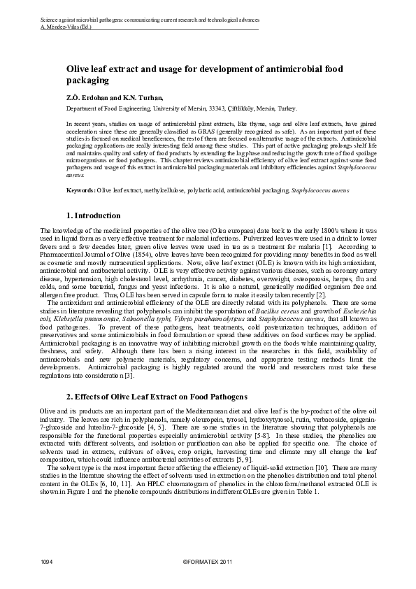 (PDF) Olive leaf extract and usage for development of antimicrobial