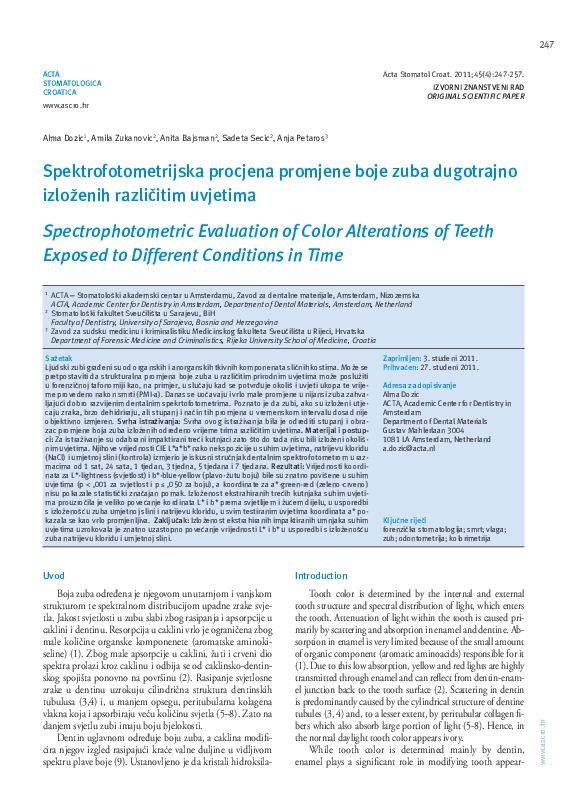 (PDF) Spectrophotometric Evaluation of Color Alterations of Teeth ...