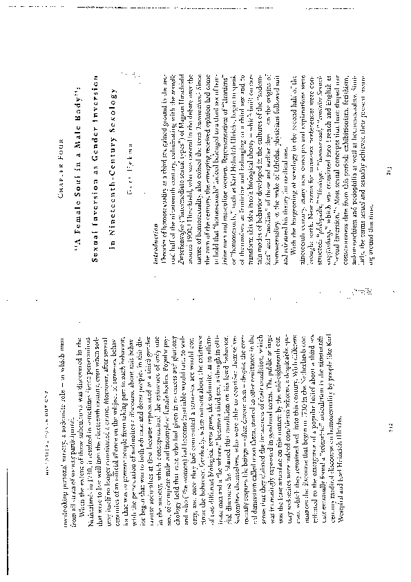 (PDF) A female soul in a male body Sexual inversion as gender