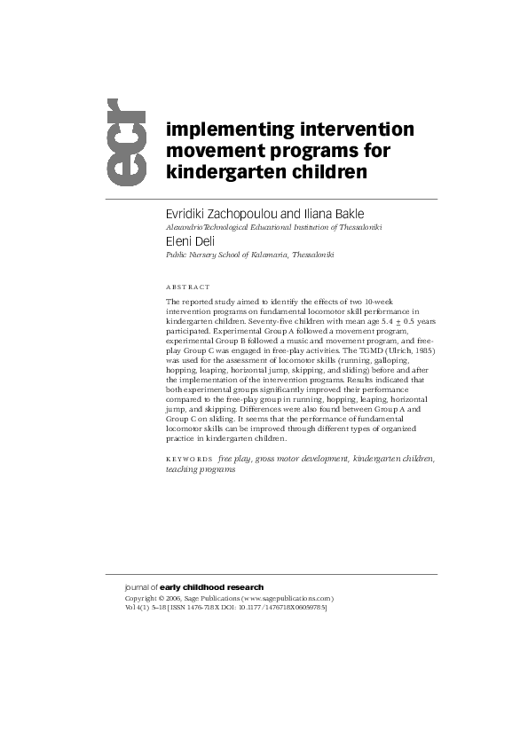 (PDF) Implementing intervention movement programs for kindergarten children