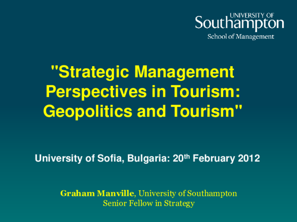 (PPT) Strategic Management Perspectives in Tourism: Geopolitics and Tourism
