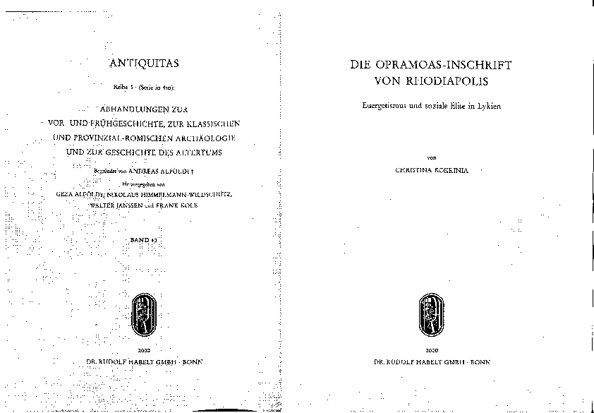 (PDF) Die OpramoasInschrift von Rhodiapolis. Euergetismus und soziale
