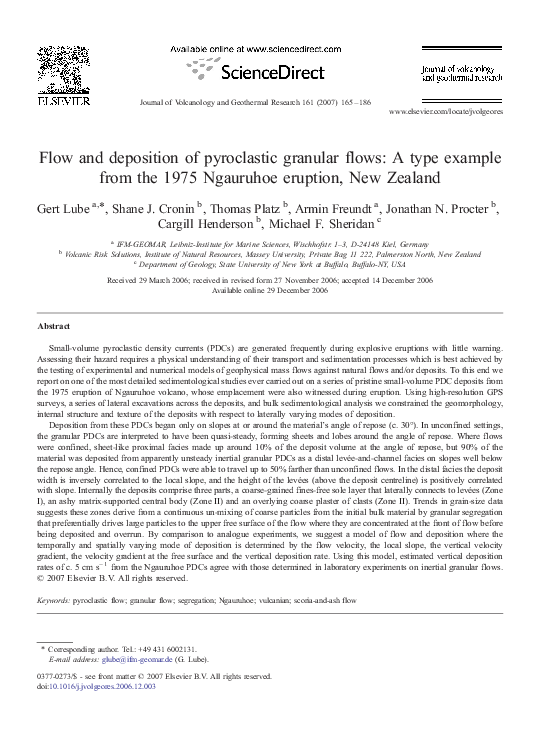 (PDF) Flow and deposition of pyroclastic granular flows: A type example ...