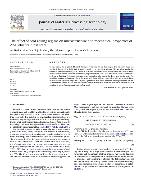(PDF) 2-The effect of cold rolling regime on microstructure ...