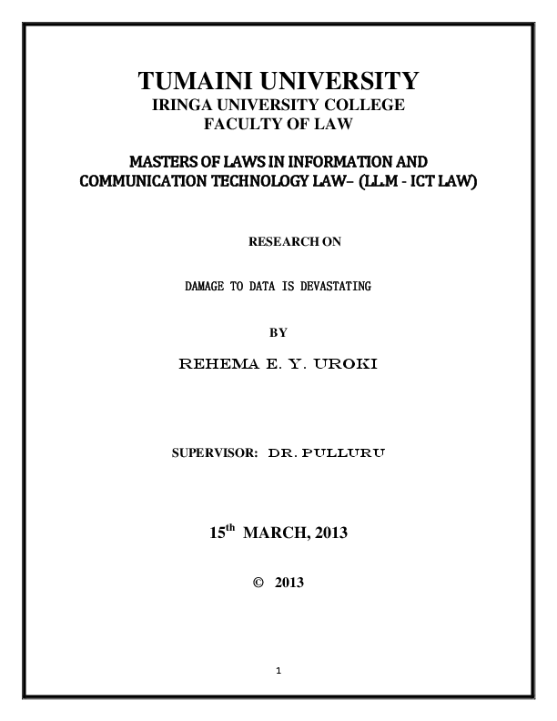 (PDF) DAMAGE TO DATA / COMPUTER PROGRAM | Rehema Uroki - Academia.edu