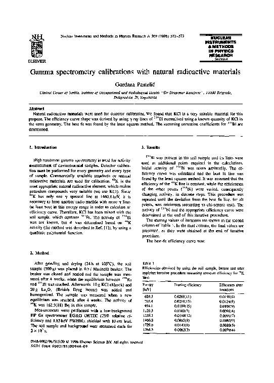 (PDF) Gamma spectrometry calibrations with natural radioactive