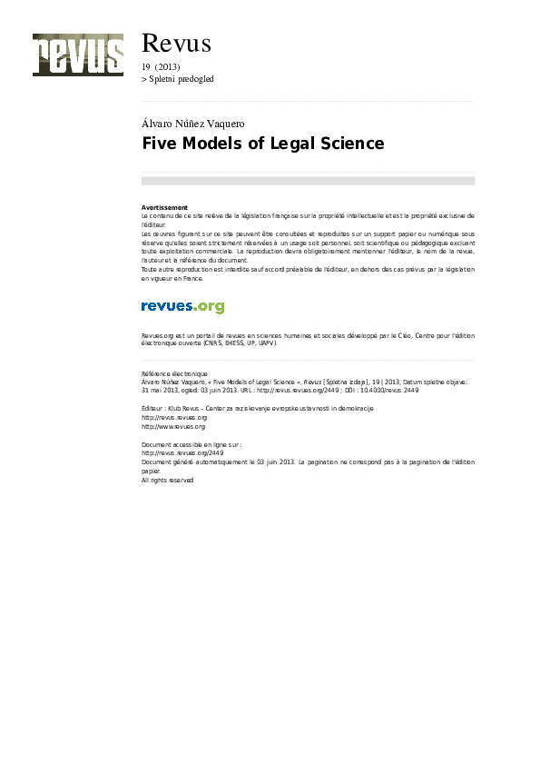 (PDF) Five Models of Legal Science Alvaro Nuñez Vaquero Academia.edu
