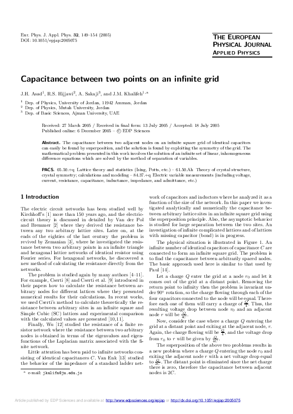(PDF) 6- Capacitance between two points on an infinite grid