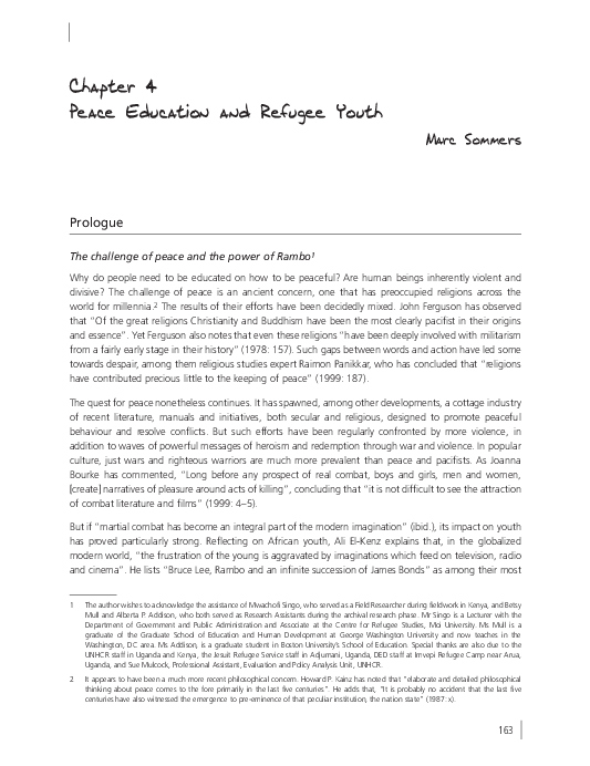 (PDF) Peace education and refugee youth