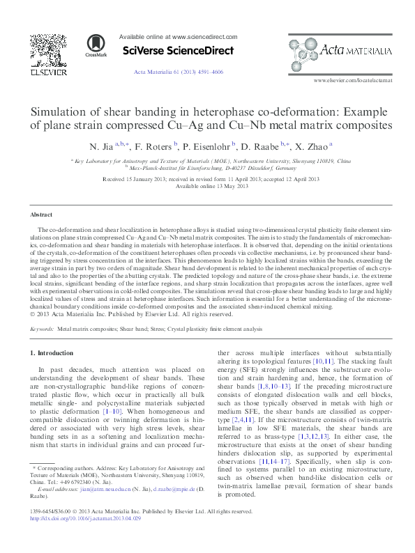 Simulation of shear banding in heterophase codeformation Example of