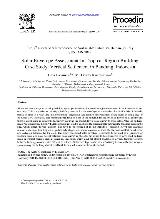 (PDF) Passive Design through Solar Envelope for Vertical Settlement