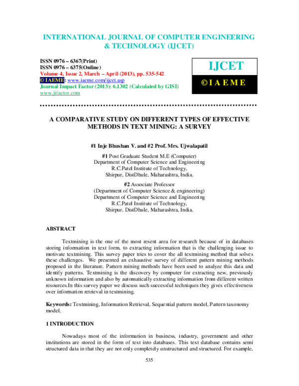 (PDF) A COMPARATIVE STUDY ON DIFFERENT TYPES OF EFFECTIVE METHODS IN ...