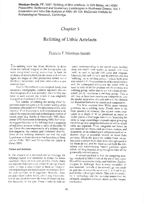 (PDF) Refitting of lithic artefacts [Klithi Rockshelter, Epirus, Greece]