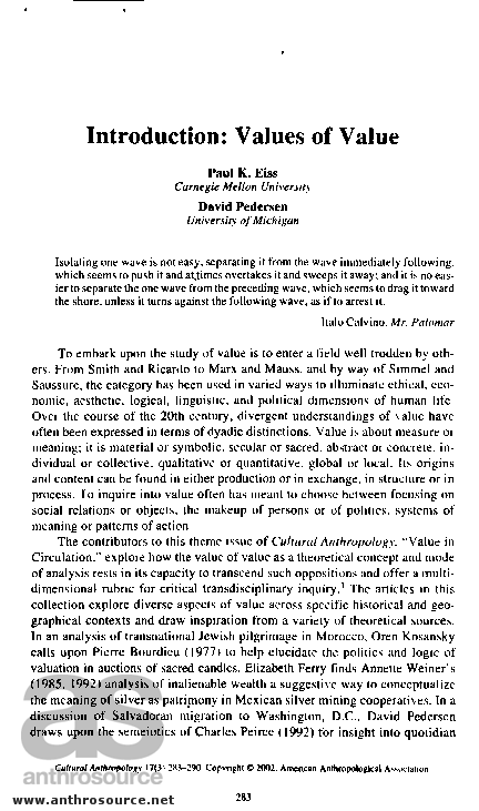(PDF) Introduction: Values of Value