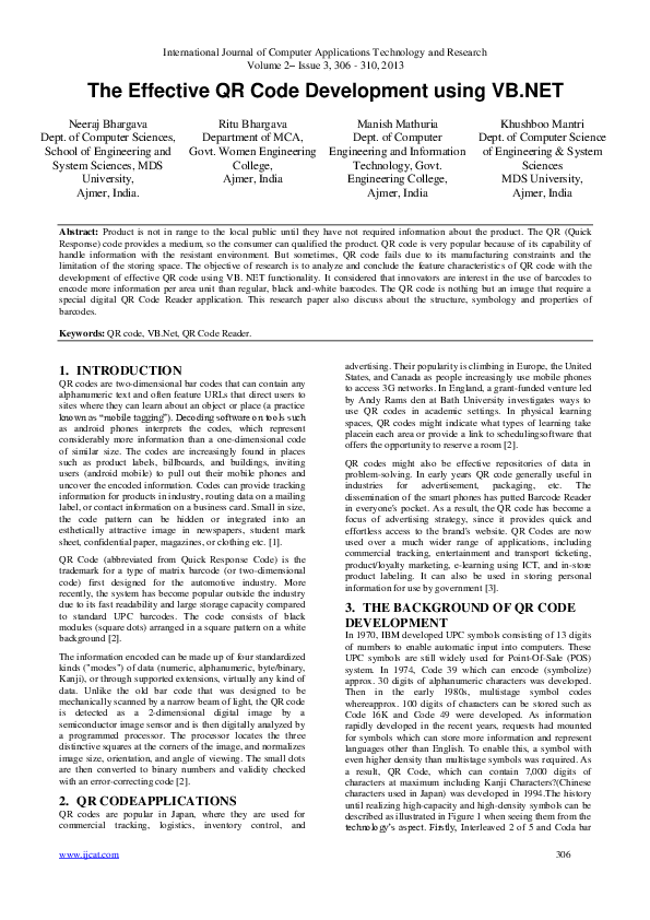 Pdf The Effective Qr Code Development Using Vb Net