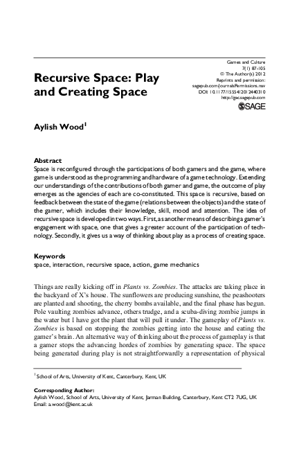 (PDF) Recursive Space: Play and Creating Space