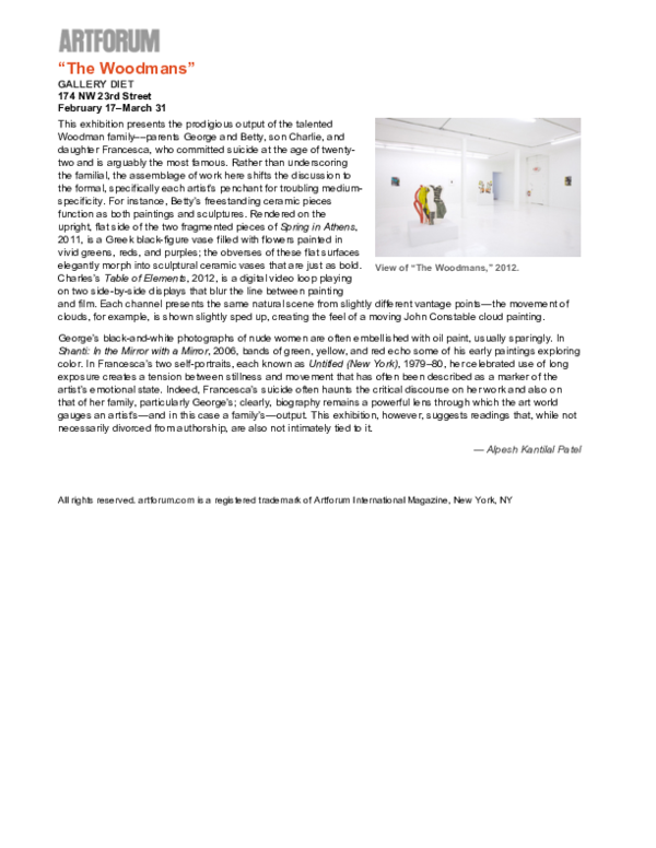 (PDF) The Woodmans at Gallery Diet, Miami, Florida Alpesh Kantilal