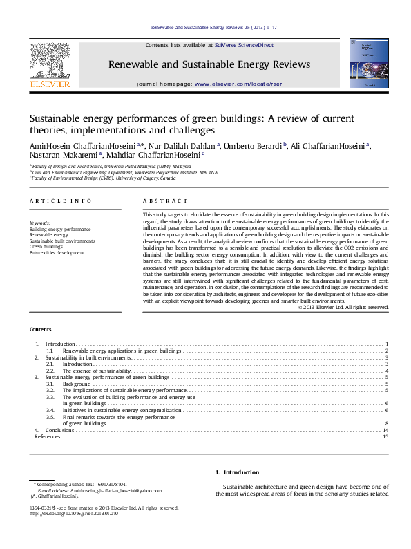 (PDF) Sustainable energy performances of green buildings: a review of ...