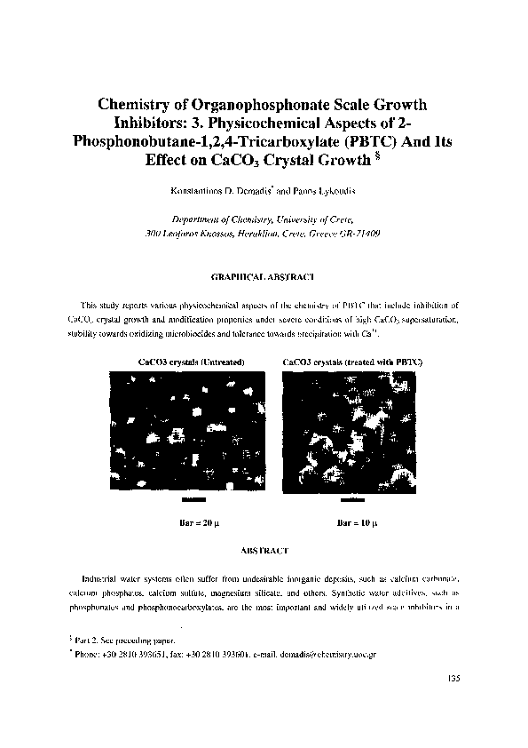 (PDF) Chemistry of Organophosphonate Scale Growth Inhibitors: 3 ...