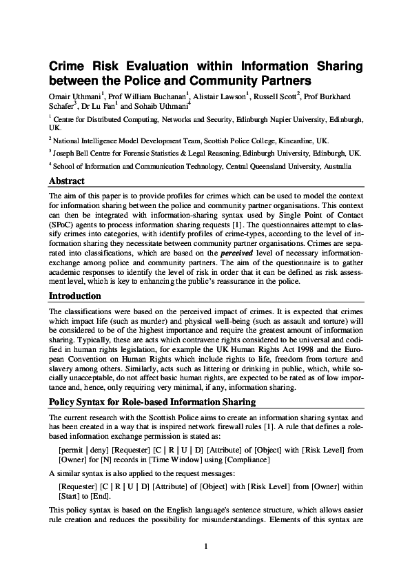 (PDF) Crime Risk Evaluation within Information Sharing between the ...