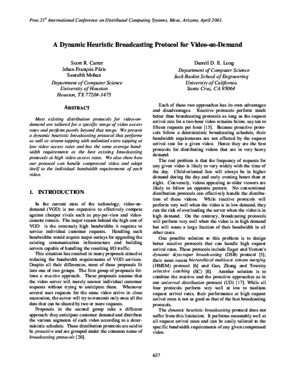 (PDF) A Dynamic Heuristic Broadcasting Protocol for Video-on-Demand
