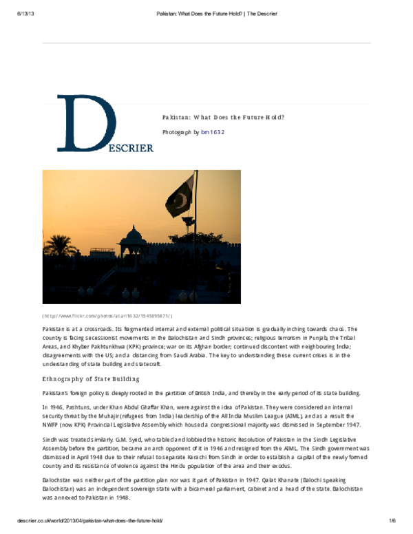 Pakistan: What Does the Future Hold?