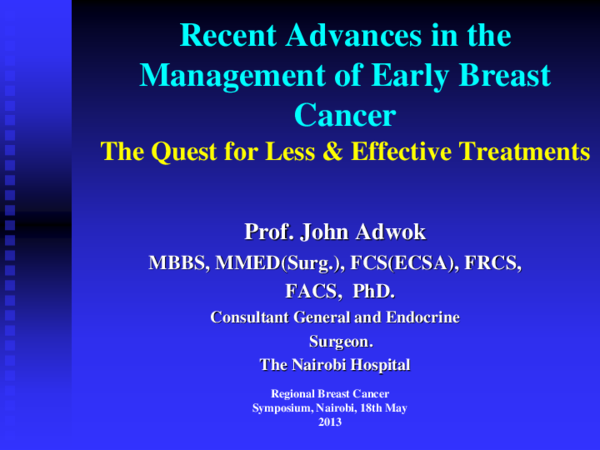 (PPT) Recent Advances in the Management of Breast Cancer